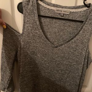 Dark gray glitter cold shoulder shirt